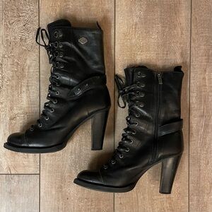 Harley Davidson Black Leather Women's Boots